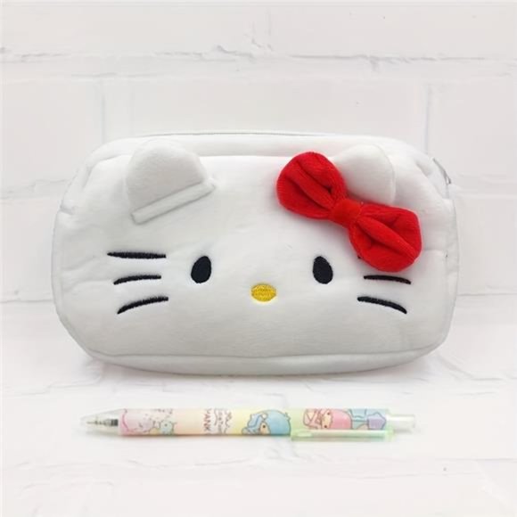 Hello Kitty Y2k Pencil Case Soft Plush Fashion Style Cartoon Pen Bag Student Sta - Picture 1 of 1